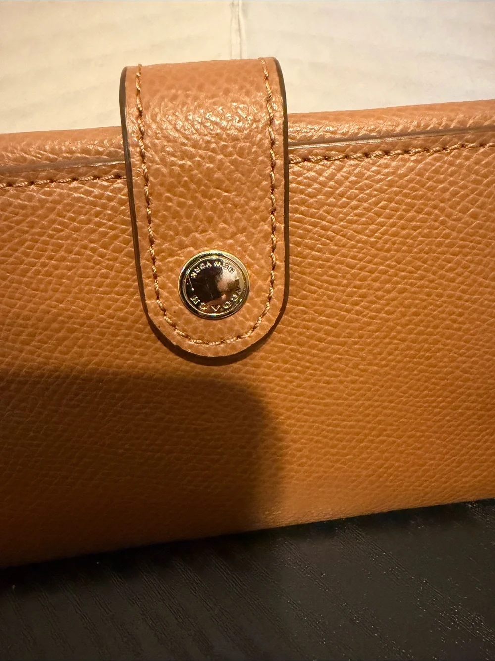 Coach Leather Wristlet Clutch Wallet - Tan